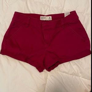 Abercrombie & Fitch Red Fitted Jean Shorts